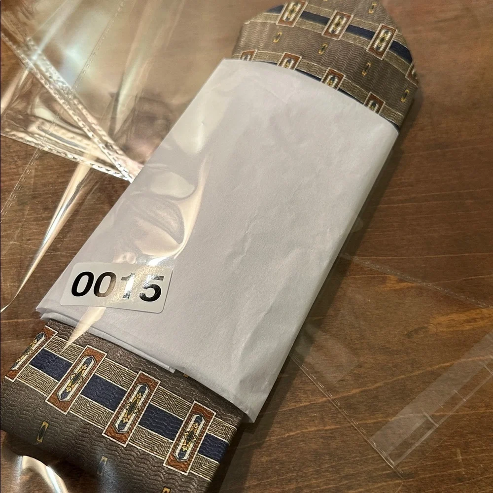 Geoffrey Beene Rectangular Pattern Tie in Tan and Blue